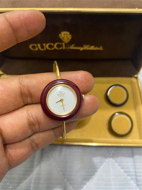 vintage gucci watch change bezel|Gucci vintage watch changeable bezel.